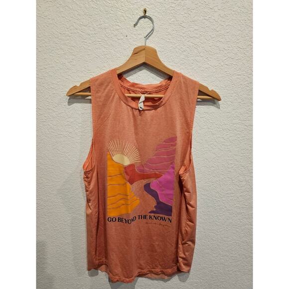 Peloton Bright Orange Heather Tank Spiritual Gangster New Canyon sunrise sz L - Picture 1 of 4